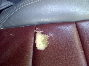 Leather car seat tear repair